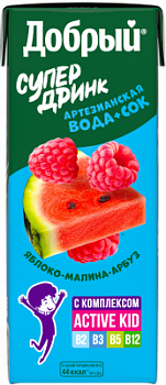 Напиток Добрый Актив Кид Яблоко/Малина/Арбуз 0,2л