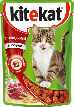 Корм влажный для кошек Китекат Говядина в соусе 85г