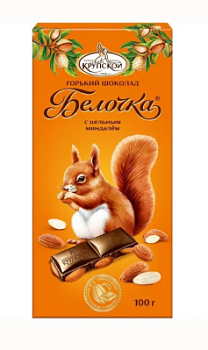 Шоколад Белочка темный с цельным миндалём 100г