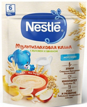 Каша молочная Нестле мультизлаковая Яблоко/Банан с 6мес д/п 200г БЗМЖ