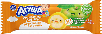 Батончик фруктовый Агуша Яблоко/Банан с 12мес 15г