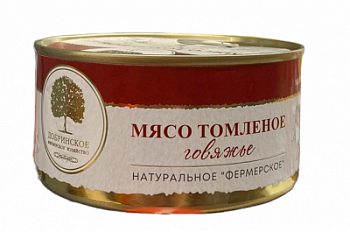 Мясо Говяжье томленое Добринское ФХ натуральное фермерское 325г ж/б