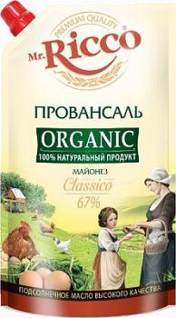 Майонез Провансаль органик 67% Мр.Рикко 400мл