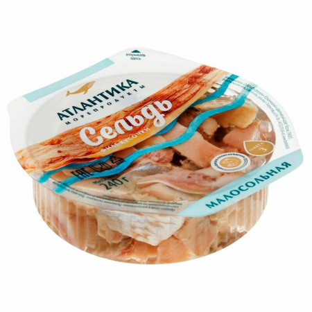 Сельдь филе-кусочки малосольная Атлантика 240г