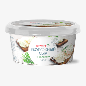 Сыр творожный SPAR с зеленью 60% 140г БЗМЖ