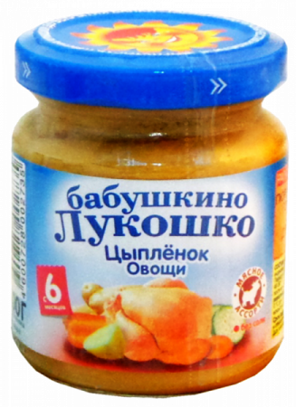 Пюре Бабушкино Лукошко Цыпленок/Овощи с 6 мес ст/б 100г