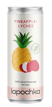 Лимонад Лапочка Ананас/Личи без сахара 0,33л ж/б