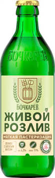 Пиво светлое Бочкарев Живой Розлив 0,43л 4,3% ст/б