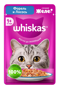 Корм влажный для кошек Вискас Форель/Лосось желе 75г