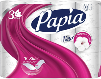 Бумага туалетная Папиа 3-сл 12 рул белая