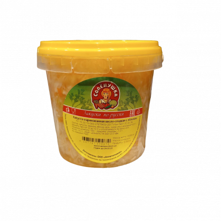 Капуста маринованная кисло-сладкая Соленушка с яблоком пл/б 0,6кг