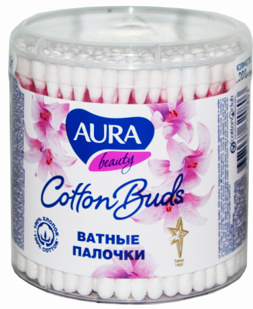 Палочки ватные Аура А200 стакан
