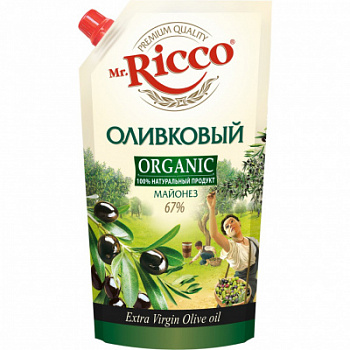 Майонез Оливковый Экстра Вирджин Мр.Рикко Органик 67% 400мл