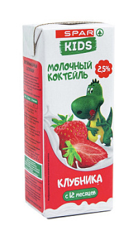 Коктейль молочный SPAR Kids Клубника с 12меc 2,5% 200г БЗМЖ