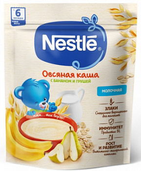 Каша молочная Нестле овсяная Груша/Банан с 6мес д/п 200г БЗМЖ