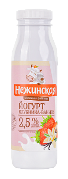 Йогурт питьевой Нежинская МФ Клубника/Ваниль 2,5% 275г БЗМЖ