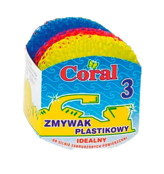 Губка для посуды Корал пластиковая 3шт