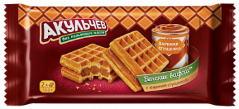 Вафли Акульчев Венские со вкусом вареной сгущенки 100г
