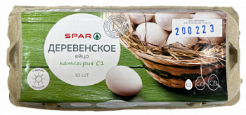 Яйцо столовое белое SPAR С1 Деревенское 10шт