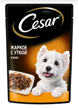 Корм влажный для собак Цезарь Жаркое с Уткой в желе 85г