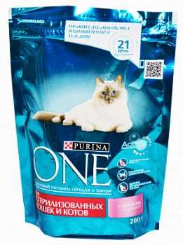 Корм сухой для кошек стерилизованных Пурина Ван Лосось 200г