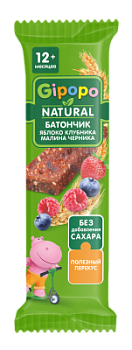 Батончик фрукт-злак Гипопо Ябл/Клуб/Малин/Черн с 12мес 20г
