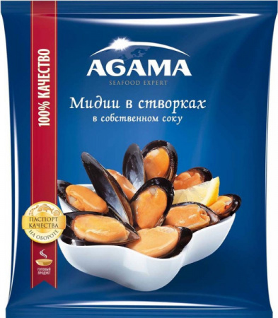 Мидии Агама в створках в/м в собственном соку 450г