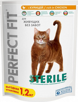 Корм сухой для кошек стерилизованных Перфект Фит Курица 1,2кг