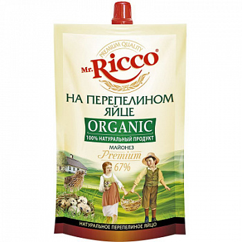 Майонез на перепелином яйце 67% Мр.Рикко Органик 220мл