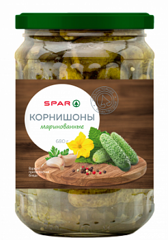Корнишоны маринованные SPAR 680г ст/б
