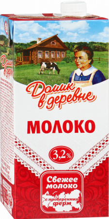 Молоко ультрапастеризованное Домик в деревне 3,2% 950г БЗМЖ