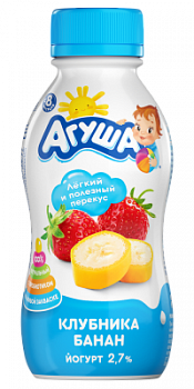 Йогурт питьевой Агуша Клубника/Банан с 8 мес 2.7% 180г БЗМЖ