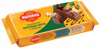 Вафли Яшкино глазированные с орешками 200г