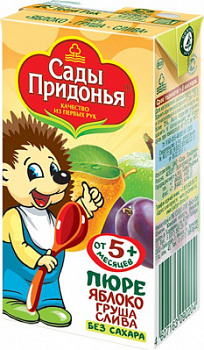 Пюре Сады Придонья Яблоко/Груша/Слива с 5мес т/п 125г
