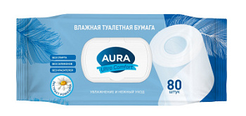 Влажная туалетная бумага Аура Ультра Комфорт А80 с клапаном