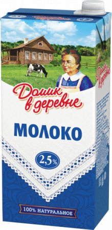 Молоко ультрапастеризованное Домик в деревне 2.5% 950г БЗМЖ