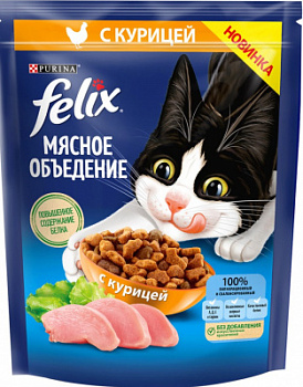 Корм сухой для кошек Феликс Мясное объедение Курица 200г