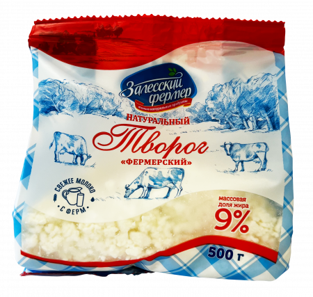 Творог рассыпчатый Залесский фермер 9% пакет 500г БЗМЖ