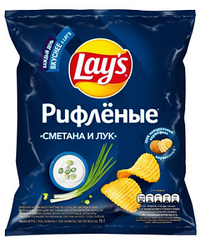 Чипсы Лейз Рифленые Сметана/Лук 140г