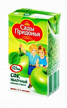 Сок Сады Придонья Яблоко прямой отжим осветленный с 4-х мес т/п 0,125мл