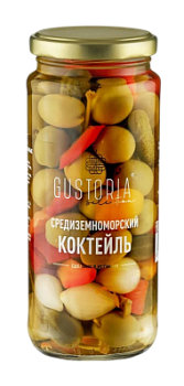 Коктейль средиземн оливки/овощи Густория 340г ст/б