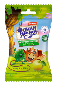 Кусочки фруктовые Фанни Ямми Тянучка яблоко 15г