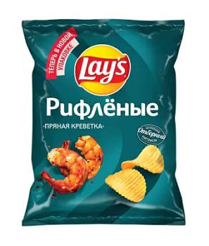 Чипсы Лейз Рифленые Пряная Креветка 105г