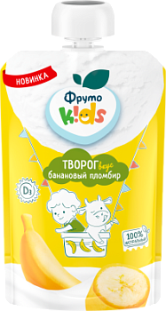 Творог ФрутоKids Банановый пломбир 4,2% д/пак 90г БЗМЖ