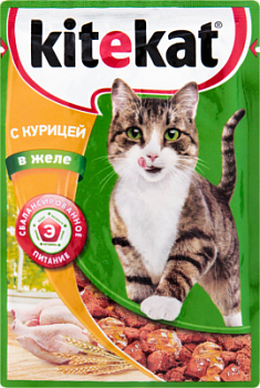 Корм влажный для кошек Китекат Курица в желе 85г