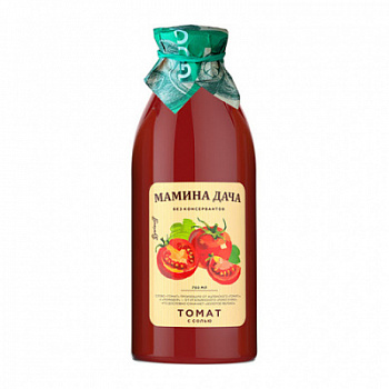 Сок Мамина Дача томатный с мякотью и солью 0,75л