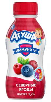Йогурт питьевой Агуша Северные Ягоды с 8 мес 2.7% 180г БЗМЖ