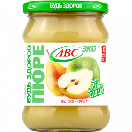 Пюре фруктовое АВС Яблочно-грушевое без сахара 450г