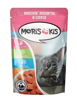 Корм влажный для кошек Морис Кис Мясное ассорти в соусе 85г