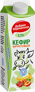 Кефир фруктовый Добрая Кормилица персик-банан 2,5% 900г БЗМЖ